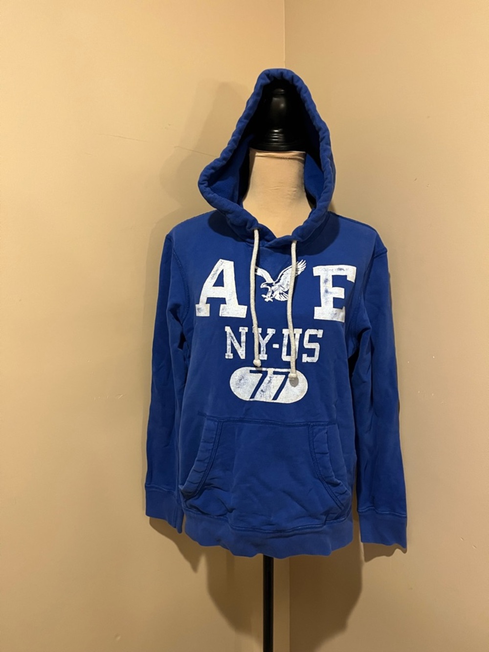 American Eagle Outfitters Royal Blue Crewneck Hoodie with White Graphic
